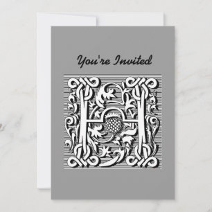 gotsk celsigrafi renaissance monogram H Inbjudningar
