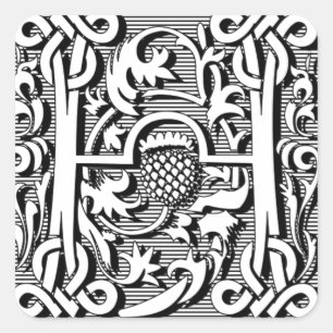 gotsk celsiografisk renaissance monogram H Fyrkantigt Klistermärke