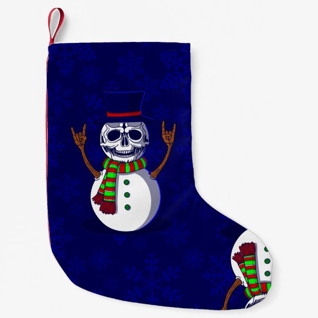 gotsk christmas skeleton snögubbe gothmas creepmas liten julstrumpa (Framsidan)
