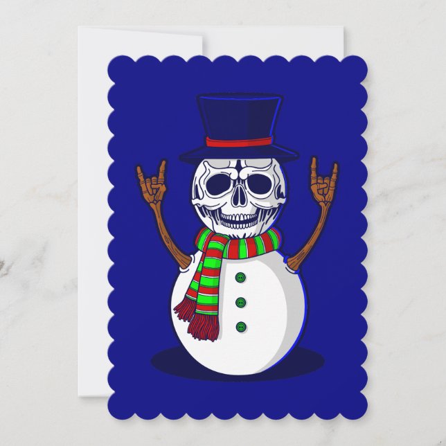 gotsk christmas skeleton snögubbe gothmas spookmas inbjudningar (Framsida)