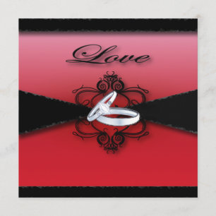 gotsk sekungssteampunk röd och svart bröllop inbjudningar