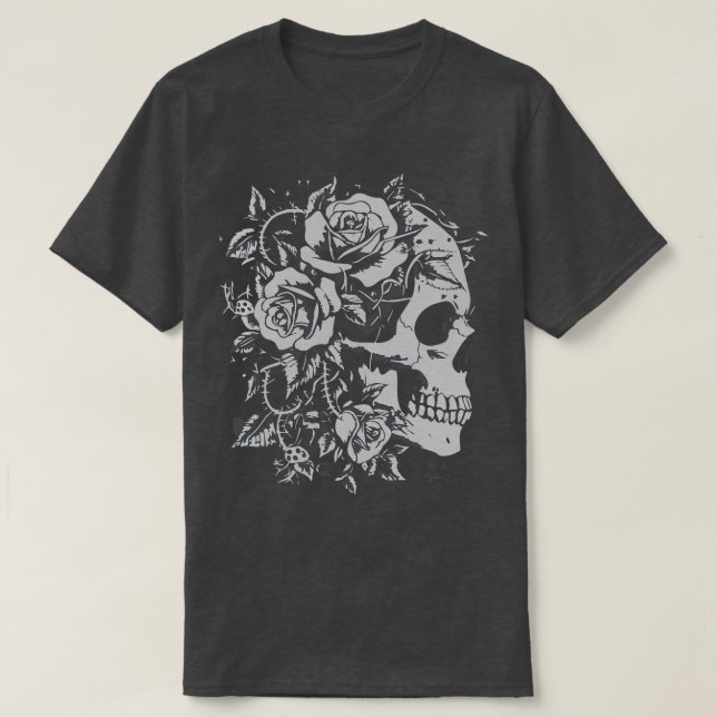 gotskt blommigt skalle t shirt (Design framsida)