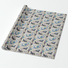 Gott år för hästen med rosor presentpapper