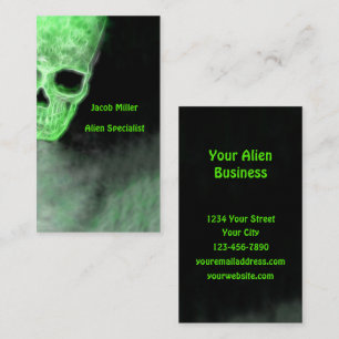Gott blanksteg Alien Skull Neon Grönt Black UFO Visitkort
