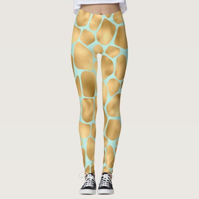 Gott Giraffe Spots Mint och Guld Leggings (Framsida)