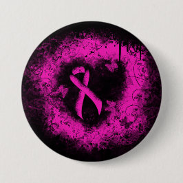 Gott-grunge Shock rosa Awareness Ribbon Knapp