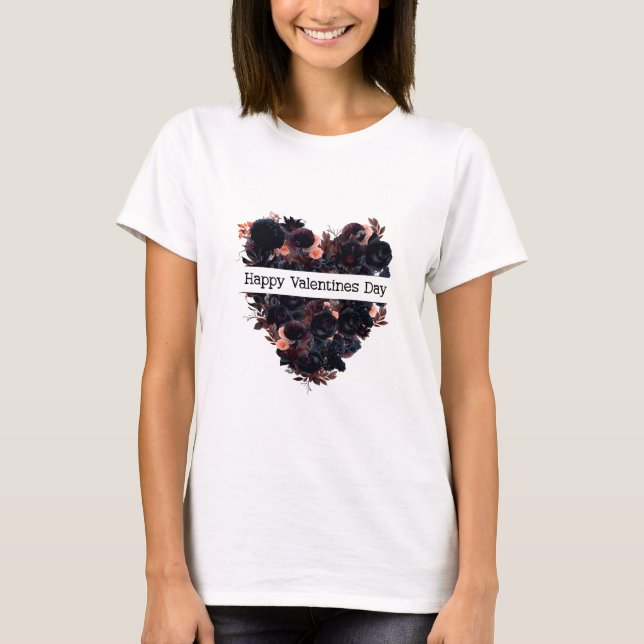 Gott hjärta av svarta blommor. Mörk romantik. T Shirt (Framsida)