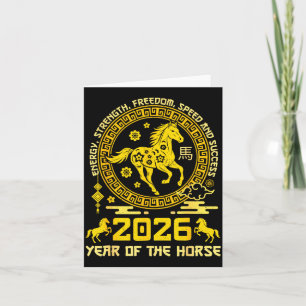 Gott kinesiskt lunisolarnyår för hästen 2026 Zod Tack Kort