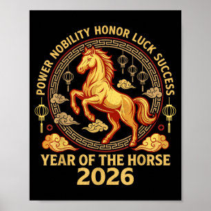 Gott kinesiskt nyår 2026 Hästens år 2026 Poster