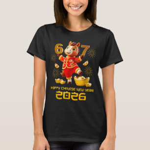 Gott kinesiskt nyår 2026 Rolig häst 6 7 Meme 6 T Shirt