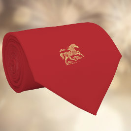 Gott kinesiskt nyår för hästen Elegant guld röd Slips