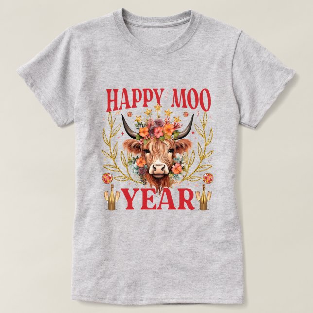 Gott Mooår | Highland Ko | Nyår T-Shirt (Design framsida)