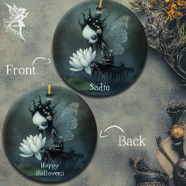 Gott namn för Gothic Mörk Fantasy Fairy Skeleton Julgransprydnad Keramik