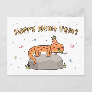 Gott Nyårsfirande för vattensalamander, Roligt nyå Vykort