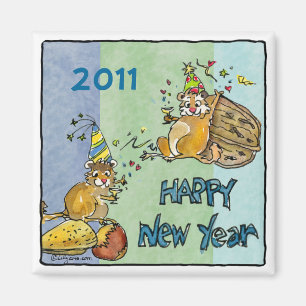 Gott nytt år 2011 Chipmunks Tecknad Magnet