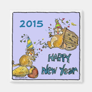 Gott nytt år 2015 Chipmunks Tecknad Magnet