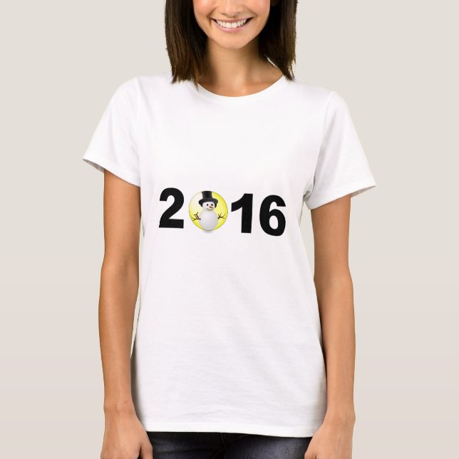 Gott nytt år 2016 Funny Sweet Winter Snö T Shirt (Framsida)