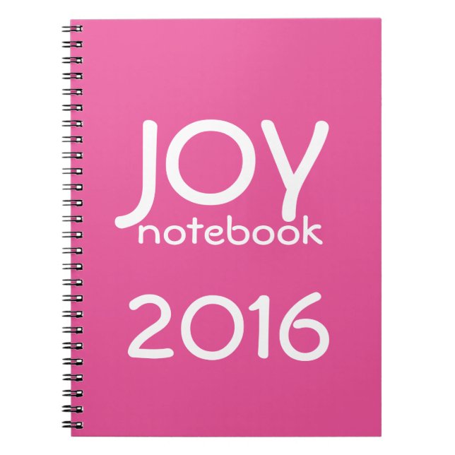 Gott nytt år 2016 JOY Notebook Rosa White Anteckningsbok (Framsidan)
