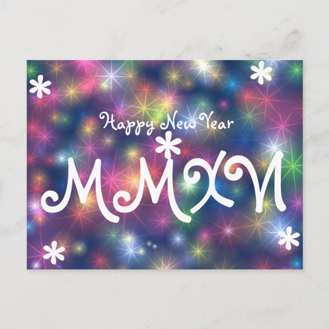 Gott nytt år 2016 Stars Light Roman Numeral Helg Vykort (Framsida)