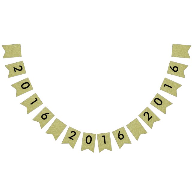 Gott nytt år 2016 Svarta Guld Glitter Party Vimplar (Alla)
