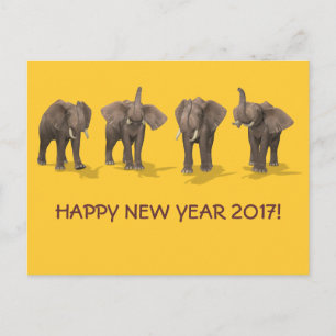 Gott nytt år 2017 Elefanter Helg Vykort