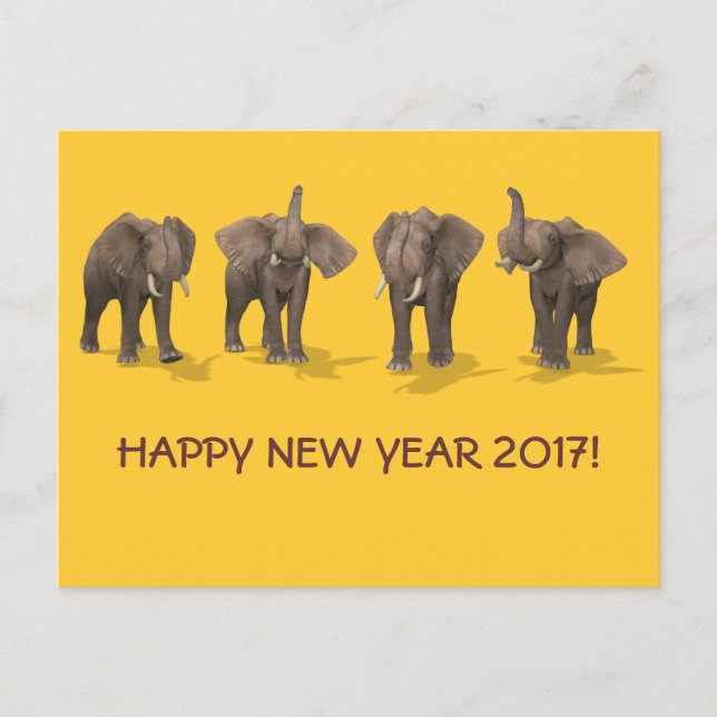 Gott nytt år 2017 Elefanter Helg Vykort (Framsida)