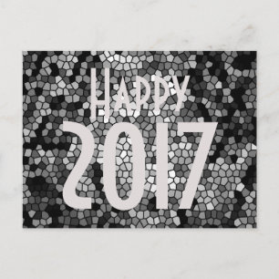 Gott nytt år 2017 Mosaic Stone Glass Black White Helg Vykort