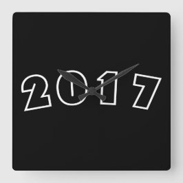 Gott nytt år 2017, Numbers Black White Clock Fyrkantig Klocka