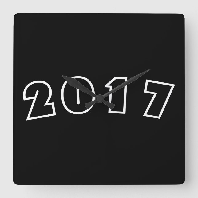Gott nytt år 2017, Numbers Black White Clock Fyrkantig Klocka (Framsida)