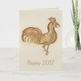 Gott nytt år 2017 Tupp Vintage Akvarell Helgkort