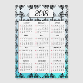 Gott nytt år 2018 Aqua Blue Magnetic Calendar