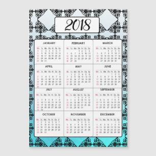Gott nytt år 2018 Aqua Blue Magnetic Calendar
