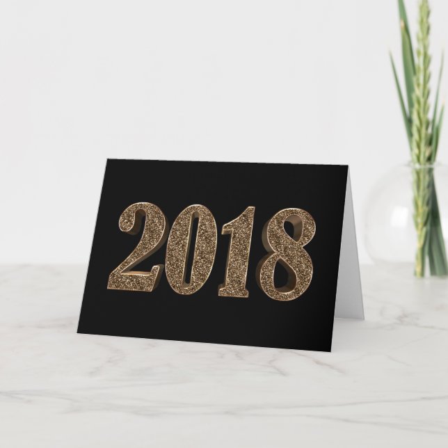 Gott nytt år 2018 Elegant Black och Guld Helgkort (Framsida)