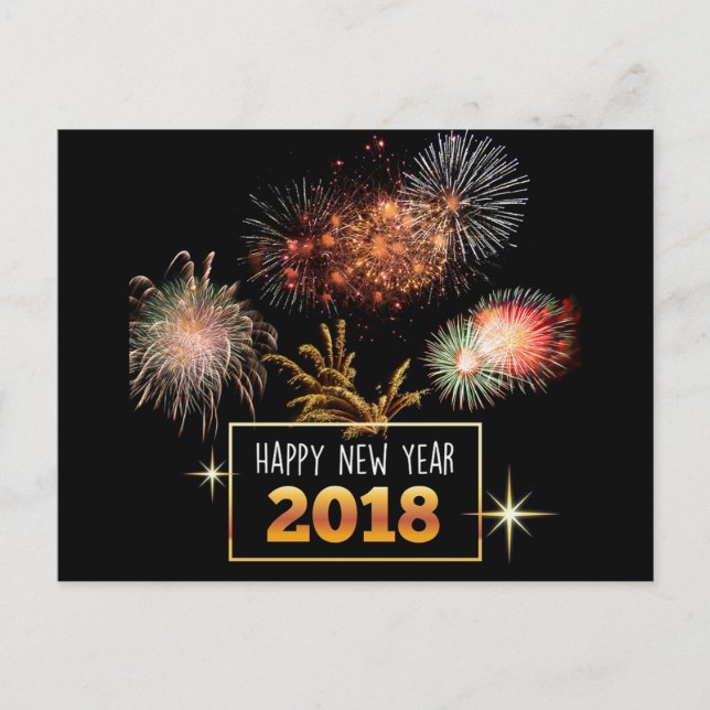 Gott nytt år 2018 helg vykort (Framsida)