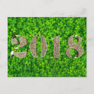 Gott nytt år 2018 Irland Irish Shamrock Helg Vykort