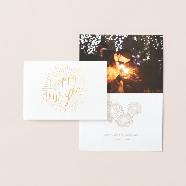 Gott nytt år 2018 Shining Golden Rays Folierat Kort (Display)