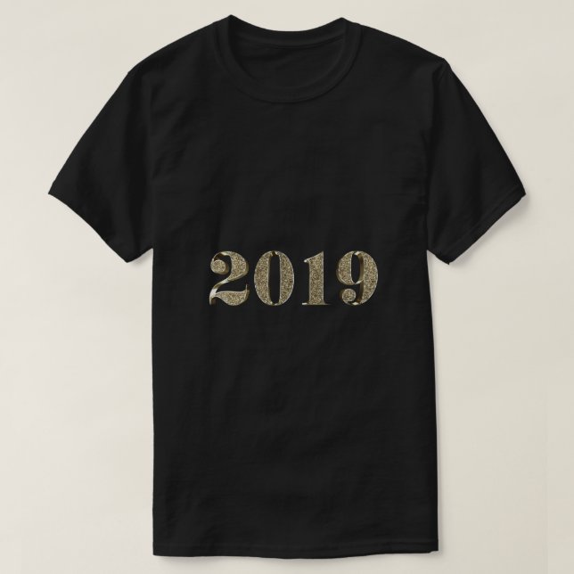 Gott nytt år 2019 Elegant Guld-utseendetypografi T-shirt (Design framsida)