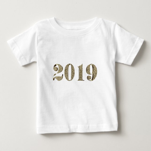 Gott nytt år 2019 Elegant Guld-utseendetypografi Tröja (Framsida)