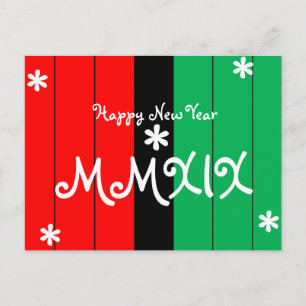 Gott Nytt År 2019 MMXIX Randiga Kwanzaa-färger Helg Vykort