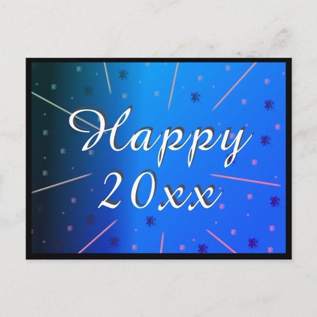 Gott nytt år 2020 Blå stjärnor Helg Vykort (Framsida)