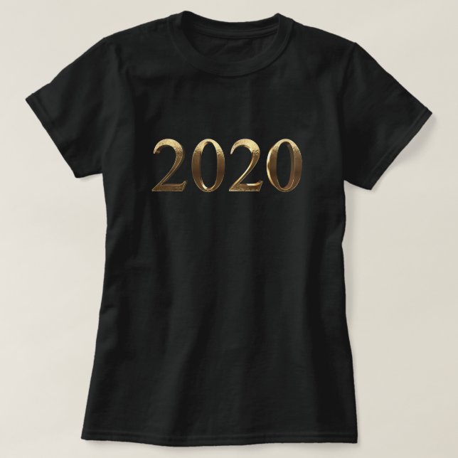 Gott nytt år 2020 Elegant Faux Golden Numbers T Shirt (Design framsida)