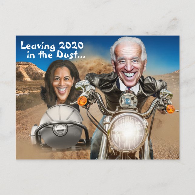 Gott nytt år 2021, Biden & Harris Biker Vykort (Framsida)