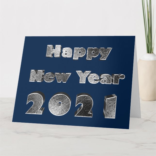 Gott nytt år 2021 Elegant Chic Silver Blue Kort (Framsida)