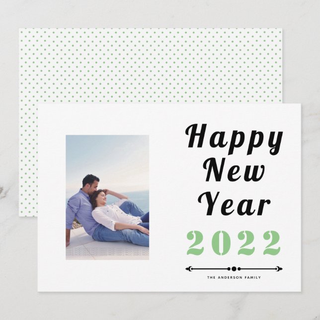 gott nytt år 2021-foto med fetstil julkort (Fram/baksida)