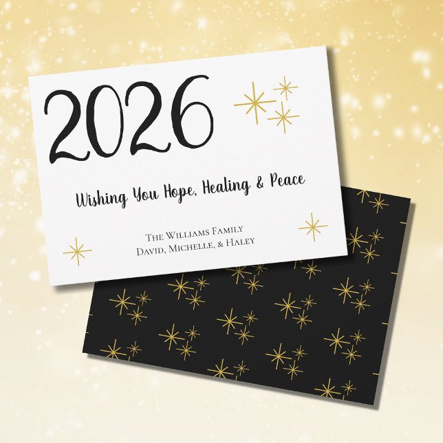 Gott nytt år 2021 Hope Healing Peace Black Guld Julkort (Skapare uppladdad)