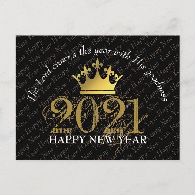 GOTT NYTT ÅR 2021 | Lord Krona År | Svart Vykort (Framsida)