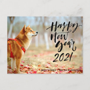 GOTT NYTT ÅR 2021 Modern skriptfoto för Elegant Helg Vykort