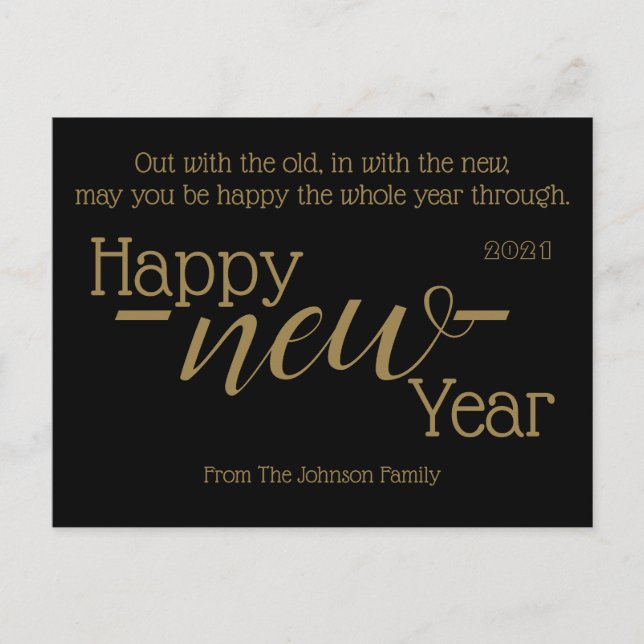 Gott nytt år 2021 ut med gamla helg vykort (Framsida)