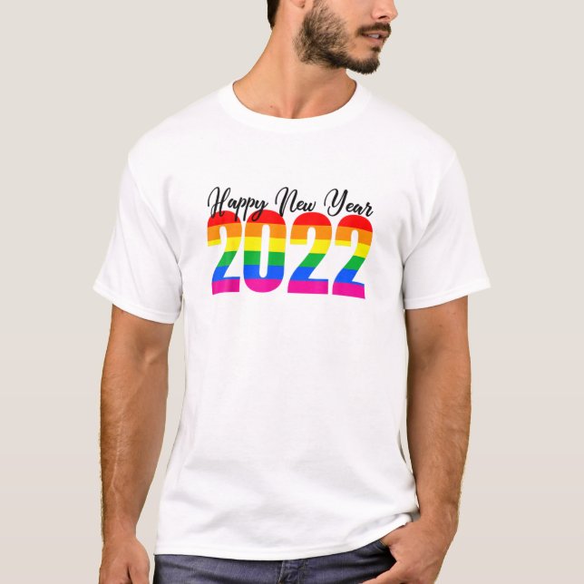 Gott nytt år 2022 HBT-regnbåge T Shirt (Framsida)