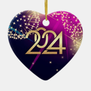 gott nytt år 2022 Hjärtform Julgransprydnad Keramik